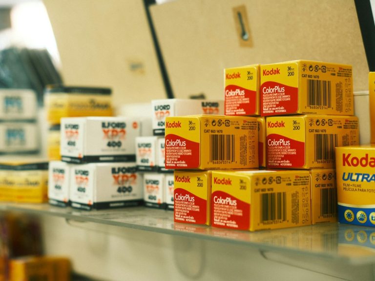 a shelf with boxes on it