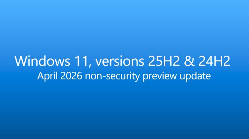 Image for the Tweet beginning: The April 2026 Windows non-security